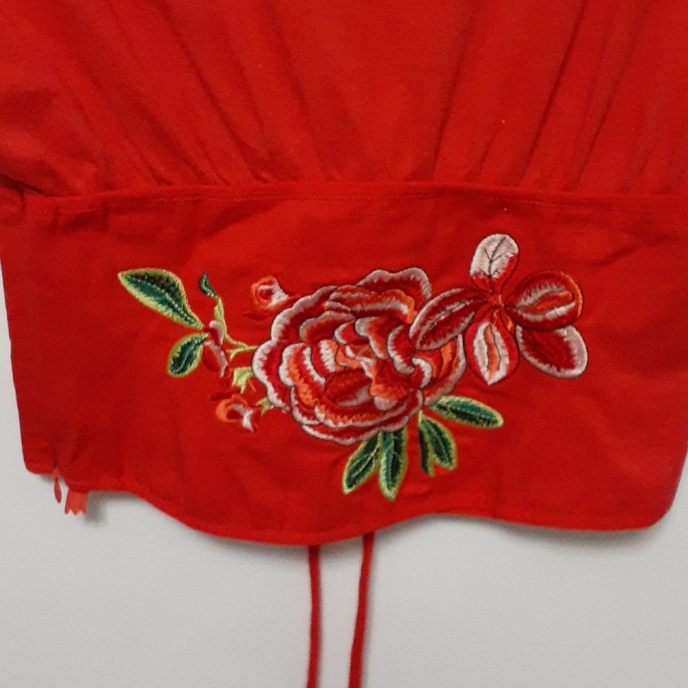 Zara Dark Orange Floral Corset Top Size Small - Picture 6 of 9